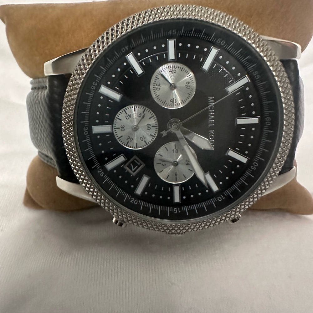 Michael Kors Black and Silver Chronograph Watch